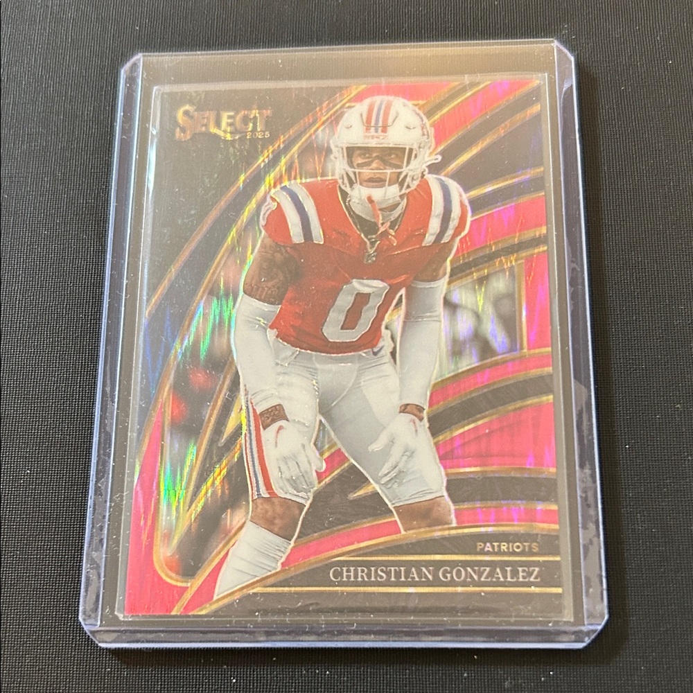 2025 Panini Select- Christian Gonzalez #280 Pink Shock Prizm Club Level Patriots